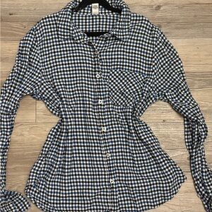 Forever 21 Navy and White Plaid Button Down Shirt